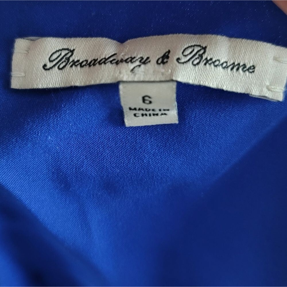 Madewell Broadway & Broome Blue 100% Silk Dress Cinched Waist Sz 6 Career Wear - Picture 5 of 6